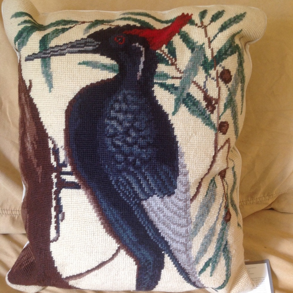 Needlepoint Woodpecker NWT Williamsburg Pillow